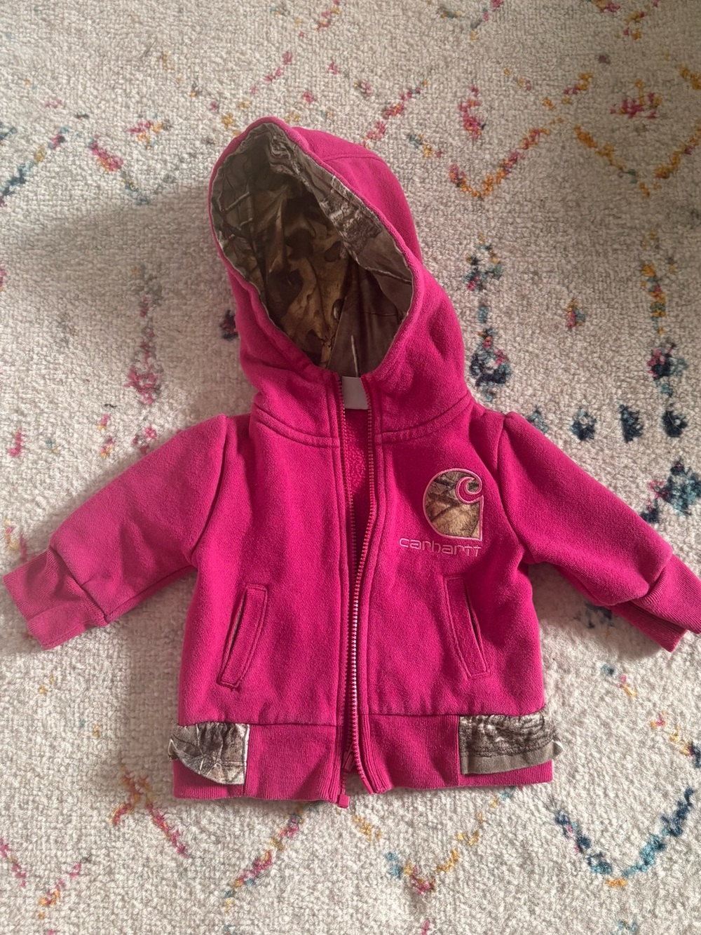Carhartt Kids Magenta Hooded Fleece Jacket with Camo Trim